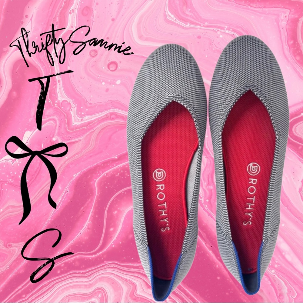 Rothy's Charcoal and Red Women's Flats GREY 7W round toe